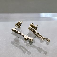 【ビジューモチーフ】チェーンピアス クリアストーン付き シルバー 揺れ感 上品 レディース