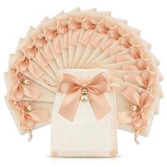 【新品】 [MALFY] オーガンジー 巾着 20枚セット 10×15ｃｍ リボン パール付きアクセサリー 袋 半透明  小物収納 ピアス ネックレス用 ハンドメイド梱包袋 プレゼント袋