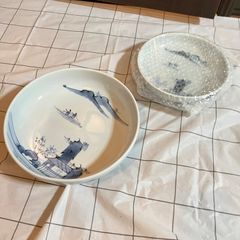 有田焼 染付山水図 大鉢 盛鉢 約23cm 未使用品 箱付き 和食器