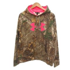 アンダーアーマー UNDER ARMOUR スウェットパーカー プルオーバーフーディー リアルツリー 迷彩柄 裏起毛 L 茶 ブラウン /OB ■GY09