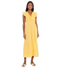 アドリアナ パペル レディース トップス ワンピース フリル マキシ Adrianna Papell Ruffle Front Maxi Dress Warm Sun