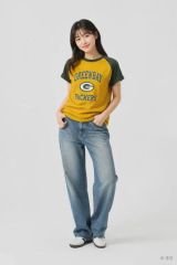 NFL グリーンベイ・パッカーズ 옐로우 グリーン バイカラー 半袖 Tシャツ スポーツ ヴィンテージLook MEDIUM コットン100%