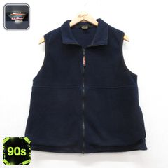 M/古着 L.L.Bean エルエルビーン フルジップ メンズ 90年代 90s フリース ベスト ポリエステル ネイビー 26sep16