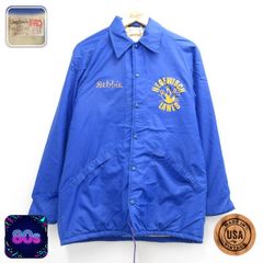 M/古着 キングルイ King Louie 長袖 ナイロン ジャケット メンズ 80年代 80s ボウリング ボア 開襟 USA製 ブルー 26sep08