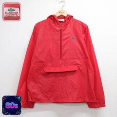 S/古着 ラコステ LACOSTE 長袖 ナイロン ジャケット ハーフジップ パーカー メンズ 80年代 80s アノラック カンガルーポケット レッド 26sep17