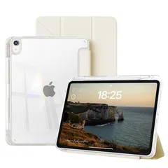 【新品】 JKSML 対応 iPad mini 7 / iPad mini 6 ケース (A17 Pro 2024 第7世代 & 2021 第6世代 8.3インチ対応) 透明バックカバー & 三つ折りスタンド 高級PUレザーケース Apple Pencil収納