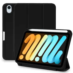 【新品】 MS factory iPad mini 7 6 用 ケース mini7 (A17 Pro 2024 第7世代) mini6 (2021 第6世代) ペン収納 耐衝撃 アイパッドミニ カバー ソフトTPU オートスリープ 充電対応 ブラック 黒 IP