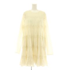 マーレット Merlette BODEN スモッキング刺しゅうティアードミニドレス ワンピース 長袖 XS アイボリー /HK ■OS