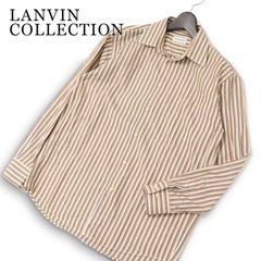 LANVIN COLLECTION ランバン コレクション 通年 ロゴ刺繍★ 長袖 ストライプ シャツ 日本製 Sz.M メンズ