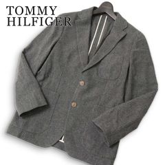 TOMMY HILFIGER トミーヒルフィガー 秋冬 ウール★ ストレッチ アンコン テーラード ジャケット Sz.44 メンズ 灰 グレー