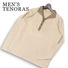 MEN'S TENORAS メンズティノラス 通年★ 長袖 切替 リブ ストライプ ポロシャツ 日本製 Sz.L メンズ