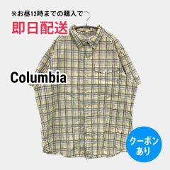 Columbia コロンビア シャツ/ブラウス スウェット チェック柄 ロング丈 半袖 レギュラーカラー メンズ