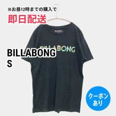 BILLABONG ビラボン Tシャツ/カットソー S ブラック 前面プリント ブランドロゴ ミドル丈 半袖 クルーネック(丸首) メンズ レディース