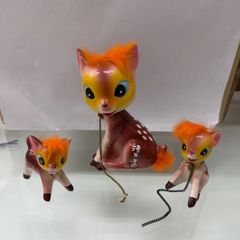 昭和レトロ　親子バンビ　陶器製　置物　アンティーク