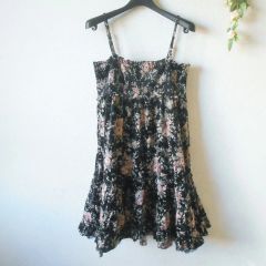 レストローズ LEST ROSE キャミ ワンピース 2 レディース 秋 冬 花柄 ベロア 裾 レース