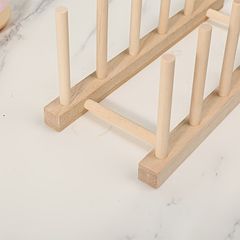 木製食器乾燥ラック【水切り抜群】皿・ボウル・蓋・まな板対応 縦置き収納 キッチンカウンター整理に最適 複数枚収納可