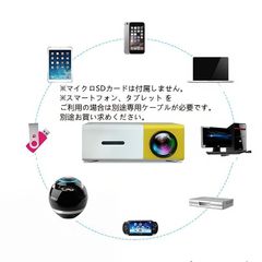 【ミニプロジェクター】ポータブル小型プロジェクター DLP技術搭載 スマートフォン接続対応 コンパクト軽量 オフィス/家庭用 DLPスピーカー機能付き