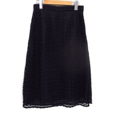 デミルクス ビームス Demi-Luxe BEAMS 透かし編み レース トラペーズ スカート ロング丈 36 ブラック 黒 /FT11