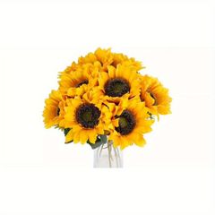 【12個セット】人工ひまわり ブーケ UV耐性 カラフル 偽花 茎付き 結婚式/家庭/屋外装飾に最適 秋/ハロウィン/クリスマス/感謝祭を彩る高品質造花