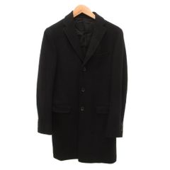 ユナイテッドアローズ UNITED ARROWS チェスターコート ロング メルトン ウール 44 黒 ブラック /JS ■ECF007