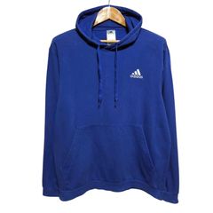 adidas アディダス プルオーバーパーカー ブルー 刺繍ロゴ メンズ LT