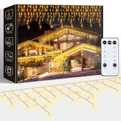 LED イルミネーションライト 10m 320球 屋外 防水 ストリングライト 電球色 クリスマスライト 8点灯 パターン 複数連結可 イルミネーション ストリングライト フェアリー ジュエリー つらら カーテン ナイアガラ クリスマス ライト コンセント ★