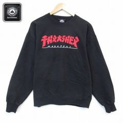 L/古着 スラッシャー 長袖 スウェット メンズ ビッグロゴ ゴジラ クルーネック ブラック【spe】 26aug05