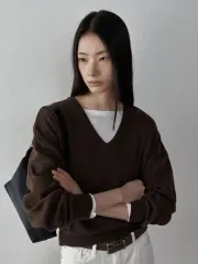 OF OF トゥー Vネック ニット ブラウン 新品