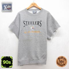XL/古着 Lee Sport 半袖 スウェット メンズ 90年代 90s NFL ピッツバーグスティーラーズ アメフト スーパーボウル 刺繍 大きいサイズ クルーネック USA製 グレー 霜降り 26sep30