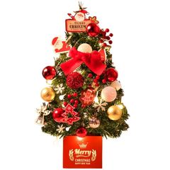 Menakaクリスマスツリー 卓上 45cm ミニツリー オーナメント付き セラミックポットツリー 飾りセット 卓上ツリー レッド 玄関 リビング 店舗 カフェ 室内装飾 クリスマス飾り★