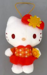 【中古】ぬいぐるみマスコット・ぬいぐるみバッジ ハローキティ お天気ちょいデカマスコット 「サンリオキャラクターズ」