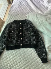 パールツイード 厚手 カーディガン