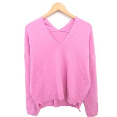 エル ELLE ニット セーター Vネック 無地 シンプル ウール混 長袖 40 ピンク /TT ■GY75