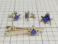フリーメイソン　アクセサリー セット （ネクタイピン、カフスボタン、ピンバッジ）　D10-11/SUN