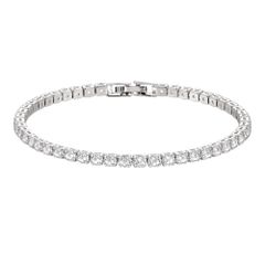 (メローアクト) テニスブレスレット 16cm キラキラ 3mm ラウンド CZ シンプル ピンク ゴールド シルバー (シルバー, )