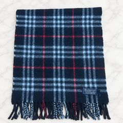 バーバリー BURBERRY カシミヤ100% マフラー チェック柄 ネイビー