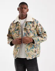 レディファインド レブル メンズ アウター ジャケット・ブルゾン Redefined Rebel boxy camo jacquard trucker jacket GREEN グリーン