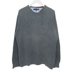 トミーヒルフィガー TOMMY HILFIGER 長袖 ニット セーター トップス クルーネック コットン Lサイズ グレー k40101 1010