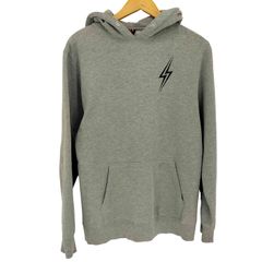 ステューシー Stussy 00s USA製 サンダーロゴ 両面 メタルプリント ハトメ プルオーバーパーカー メンズ import：M 