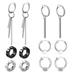 ピアス 6ペアセット フェイクピアス フープピアス チェーンピアス ノンホール 両耳用 ピアスセット ステンレス 金属アレルギー対応 12個