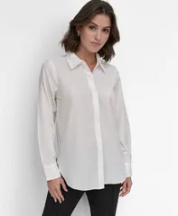 ダナ キャラン ニューヨーク レディース トップス シャツ ブラウス DKNY Womens ButtonFront Blouse Ivory アイボリー