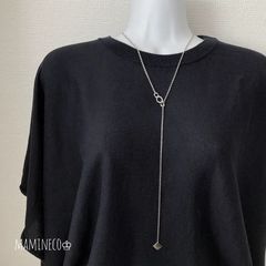 オールステンレス製 かぶるだけのロングネックレス Y字ネックレス