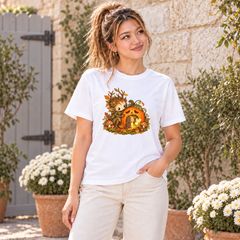 半袖Tシャツ ハロウィン 南瓜ランタンに入る光の精 ホワイト