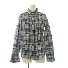 トミーガール tommy girl ボタンダウンシャツ ブラウス S 青 ブルー レギュラーカラー チェック柄 /BB ■MA