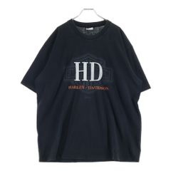 VINTAGE (ヴィンテージ) 90S VINTAGE HARLEY DAVIDSON ヴィンテージ ハーレーダビッドソン ロゴプリント クルーネック 半袖Tシャツカットソー ブラック
