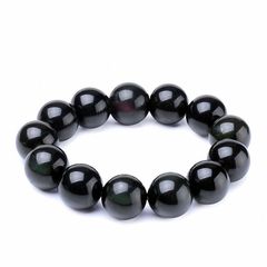 ブラック 6mm ブレスレット レディース 石材 天然石 オブシディアン