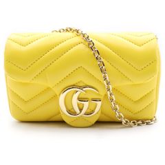 GUCCI (グッチ) GGマーモント ミニショルダーバッグ チェーンバッグ イエロー レザー 841290 ゴールド金具