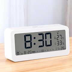 【新品】 目覚まし時計 電波時計 置き時計 文字も大きくてみやすい 乾電池式 画面が明る 温度計・湿度計付き 多機能デジタル時計 静音 スヌーズ機能 バックライト 簡単な操作 時間管理 14.6*4*6.8cm