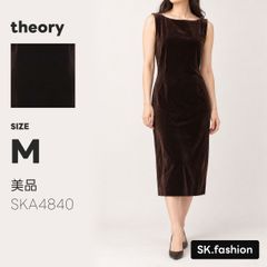 美品 theory ワンピース 膝下丈　ノースリーブ　タイト　ベロア　ボートネック　バックファスナー　バックスリット　コットン混　日本製