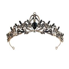 【新品】 YINKE ティアラ 王冠 ヘアアクセサリー パール ブラック 0
